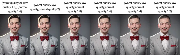 a nice portrait photo of a caucasian man, (open mouth smile:1.2), buzz cut, grey tuxedo, red bowtie, white shirt, 1990's, grey background,
masterpiece,