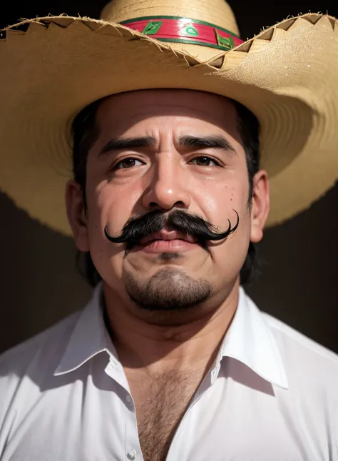 a nice portrait photo of a nice (mexican:1.4) man, handlebar mustache, sombrero,