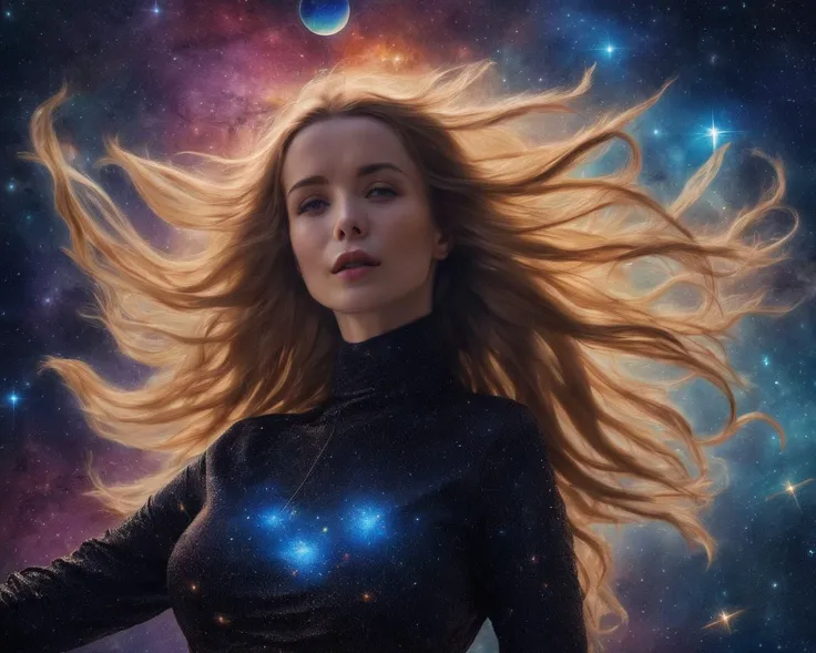 A legit blonde woman, Naked in outer space. 23 anos de idade. in 8K high definition. Foto realista. perfect strokes. Perfect hands and face. The area is very hairy