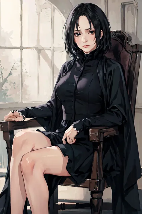 (best quality, masterpiece, RAW photo,ultra-detailed:1.2), <lyco:GoodHands-beta2:1.0>,1girl, looking at viewer,
<lyco:snape_v1.0:0.8>Severus Snape, GS-Girlish, large breasts, black dress, wizard, sitting chair,