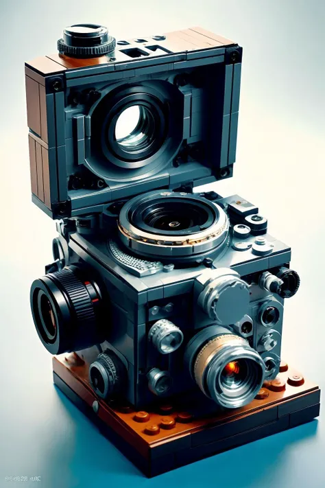 4k, high quality, ray tracing, masterpiece, <lora:streamlinerai:.9> legoai Camera, stylized, Vintage camera, complex, gothic, clean edges, highly detailed,
