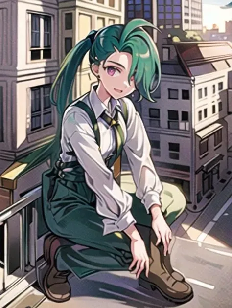 beautiful, masterpiece, best quality, extremely detailed face, perfect lighting, 1girl, solo, <lora:PokeRika:0.7>, hair over one eye, ponytail, collared shirt, eyelashes, pants, suspenders, necktie, earrings, BREAK
spread arms, outstretched arms, smile, open mouth, from above ((full body)),<lora:add_detail:0.2> , RAW photo, (masterpiece), best quality, extremely detailed, delicate and beautiful, photorealistic illustration, one (macrogts:1.2|mesogts:1.2) (woman), (solo), (minigts), giant, giantess, beautiful eyes, sharp, (looking at viewer), dynamic light,(full body portrait), outside, (sitting between apartment buildings at sunset), looking over building, looming, walking over cars, buses, vans, door, window, table, chair, tiny people in background, skyscrapers in background, brownstone buildings, street, streetlight, traffic light, sidewalk, empty pizza boxes, 8k uhd, dslr, soft lighting, high quality, film grain, (smile512),<lora:minigts_v3_lycoris:1>
,