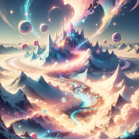 <lora:CandyMagic-22:0.9>, candymagic , vibrant , sugary aura, cream stream,
huge mountains,