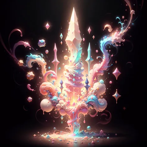 <lora:CandyMagic-22:0.9>, candymagic , vibrant , sugary aura, cream stream,
glowing aura , excessive energy, intricate,ancient, no humans, <lora:Pecha_Swords_LORA_V1.2:0.5> sword,