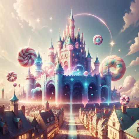 <lora:CandyMagic-22:0.9>, candymagic , vibrant , sugary aura,
fantasy, kingdom, buildings, castle , crowded, stores , rooftop,