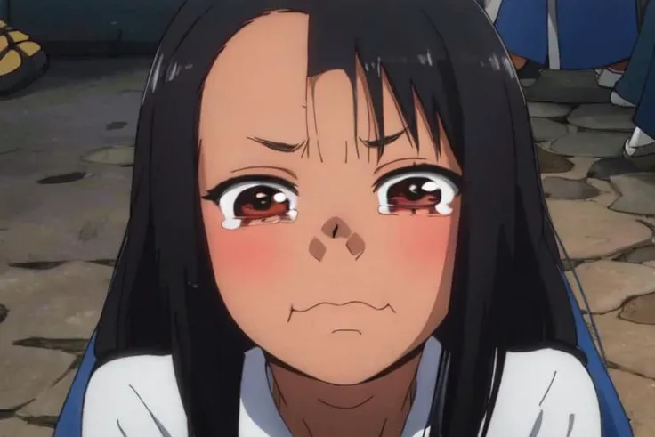 masterpiece,best quality,highres,1girl,solo,<lora:aqua_crying_meme:0.7>, <lora:Nagatoro Hayase:1>