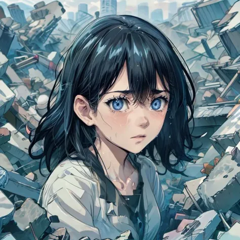 ((top quality, 8k wallpaper)),(masterpiece, best quality),extremely detailed,high definition,(official art:1.3),(((anime screencap,black outline))),<lora:more_details:0.3>,<lora:LCM_LoRA_Weights_SD15:1>,1girl,solo,tears,tearing up,crying,sweat,sweatdrop,wet hair,looking at viewer,
BREAK
<lora:takarada_rikka_v1:0.75>,rikka1,1girl,takarada rikka,black hair,solo,blue eyes,medium hair,
BREAK
<lora:underDebris:0.4>,(((buriedDebris,rubble,debris, portrait, close-up))),