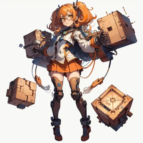 (simple background:1.2), ( white background:1.2), full body,looking at viewer,
1girl, lifting a giant cube, suit, miniskirt,academy uniform ,
monster girl, colored skin, green eyes, blonde hair, glasses, forhead , long hair,
thinking expression , stoic,
<lora:DaVinciTech-25:1>, scifi, davincitech, by leonardo da vinci, schematics, symbols and writings,