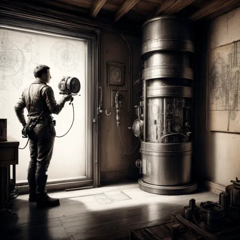 technical blueprint drawing of davincitech Handheld metal detector, scifi, by leonardo da vinci, sepia, (monochrome:0.5)<lora:DaVinciTech-25:1><lora:add_detail:0.6> <lora:LowRa:0.2> <lora:add_brightness:0.75>, (Masterpiece:1.3) (best quality:1.2) (high quality:1.1), film lighting,natural lighting,crisp and detailed,hyperdetailed,medium photography,bloom,beautiful lighting,film light,rim lighting,cinematography