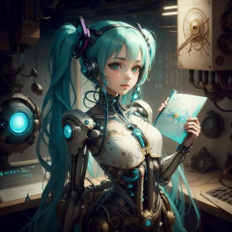 color punk, colorful hair, ultra detailed fixing device of beautiful woman in garage, (lowered brown hair: 1.3), (cybernetic arms: 1.1), dress (denim vest: 1.3) and short shorts, tattoo (cyberpunk valentino: 1.1), robotic parts, 150mm, beautiful soft studio light, rim light, bright details, luxury cyberpunk, , hyper-realistic, anatomical, facial muscles, elegant, beautiful background, octane rendering, HR Giger style, 8k, best quality, masterpiece, illustration, extremely delicate and beautiful, extremely detailed, CG, unit, wallpaper, (realistic, photorealistic: 1.37), amazing, fine details, masterpiece, best quality, official art, extremely detailed 8k wallpaper of CG unit, absurdities, incredibly absurd, robot, full body, (high angle: 1.3)