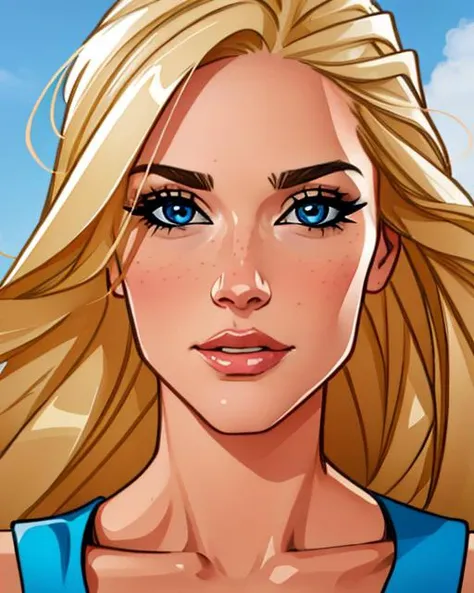 <lora:MinkoStyleV4:0.95>, pretty woman, blonde, bold lines, illustration, comic style, upper body, small breasts, sharp, extreme detailed, HD, HDR, 4K, masterpiece, high quality, high resolution, breathtaking, award-winning, professional, detailed face, detailed eyes, detailed hair, beautiful, hotify, prettify, prettyeyes