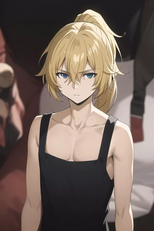 masterpiece, best quality, high quality, 1boy, solo, male focus, looking at viewer, upper body, <lora:subaru_gleipnir:0.82>, subaru_gleipnir, ponytail,