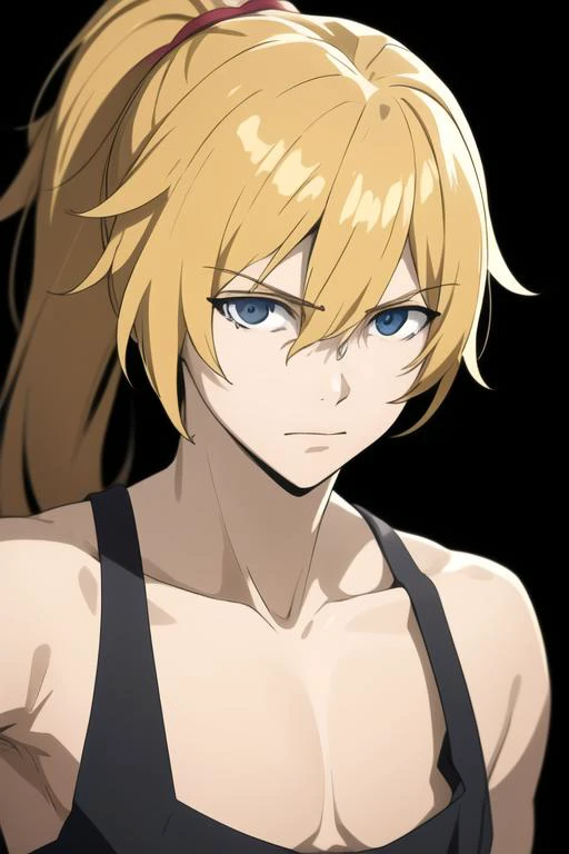 masterpiece, best quality, high quality, 1boy, solo, male focus, looking at viewer, upper body, <lora:subaru_gleipnir:0.70>, subaru_gleipnir, blonde hair, ponytail, <lora:Realism-10:0.20>, Realism