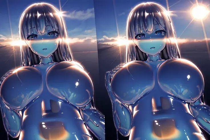 <lora:stereogram-crossed-v1:1.2> stereogram, 1girl, masterpiece, best quality, (transparent:1.3), (see-through:1.1),(refraction,reflection:1.1) , <lora:slimegirl11:0.1:OUTALL>,<lora:slimegirl16:1:OUTALL>, (transparent face, transparent head, transparent hair:1.1),transparent body,transparent skin, (shiny glossy transparent skin:1.2) nude, huge breasts, sunshine day, backlighting, (dutch angle:1.2), parted lips,