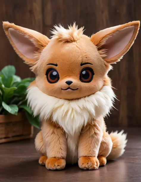 stuffed toy, most cute fantasy animals of the world, different species, eevee based, big eyes, very fluffy, plushify