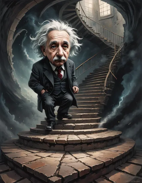 einstein, never ending stairs, surreal, nietsche