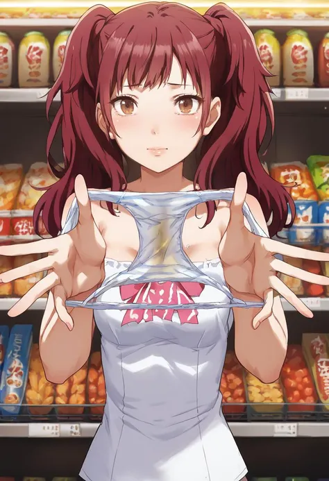 score_9, score_8_up,score_7_up, source_anime, 1girl, solo,holding underwear, spread fingers, spread_underwear, small breasts, perky breasts,upper body,supermarket, , cinematic lighting, thighhighs, shoulderless top,
pee_stain,embarrassing,
rise kujikawa, long hair, red hair, twintails, brown eyes, medium breasts, <lora:rise-kujikawa-s1-ponyxl-lora-nochekaiser:1>
<lora:hand 4:1> <lora:presenting spreads panties v0.1 prodigy :1>