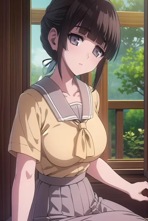 suikayama, <lyco:suikayama-lyco-nochekaiser:1>,
sui kayama, (grey eyes:1.5), brown hair, bangs, blunt bangs, hime cut,
BREAK blouse, pink blouse, short sleeves, skirt, purple skirt,
BREAK looking at viewer,
BREAK outdoors,
BREAK <lyco:GoodHands-beta2:1>, (masterpiece:1.2), best quality, high resolution, unity 8k wallpaper, (illustration:0.8), (beautiful detailed eyes:1.6), extremely detailed face, perfect lighting, extremely detailed CG, (perfect hands, perfect anatomy),