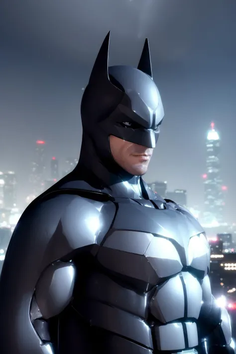 (Night:1.7), in the rain ,Japan, Tokyo, CityView,building,city skyline at night,futuristic city,
Standing at attention,
batman costume, helmet,armor,cape,
<lora:Batman-KK77-V1:0.7>,batman,strong,
1 Man, looking at viewer, in the center of the image,(Upper_body),(close-Up),(Focus on her face),
official art,extremely detailed CG unity 8k wallpaper, perfect lighting,Colorful, Bright_Front_face_Lighting,
(masterpiece:1.0),(best_quality:1.0), ultra high res,4K,ultra-detailed,
photography, 8K, HDR, highres, absurdres:1.2, Kodak portra 400, film grain, blurry background, bokeh:1.2, lens flare, (vibrant_color:1.2)
