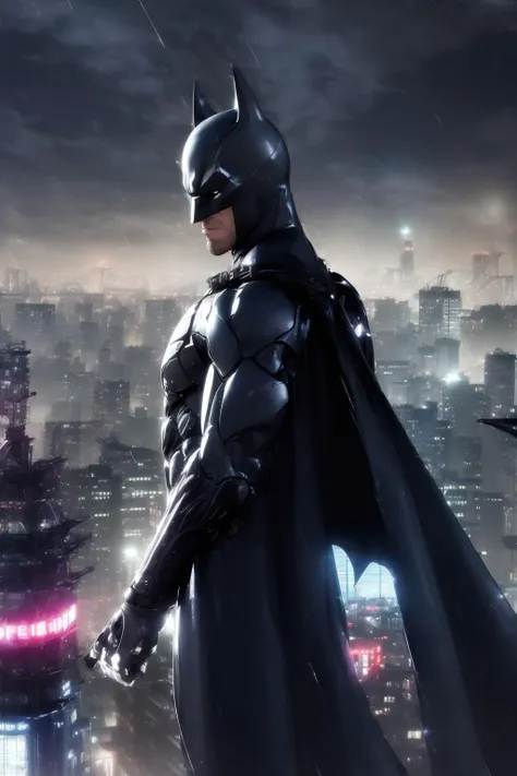 (Night:1.7), in the rain ,Japan, Tokyo, CityView,building,city skyline at night,futuristic city,
Standing at attention,
batman costume, helmet,armor,cape,
<lora:Batman-KK77-V1:0.7>,batman,
1 Man, looking at viewer,
official art,extremely detailed CG unity 8k wallpaper, perfect lighting,Colorful, Bright_Front_face_Lighting,
(masterpiece:1.0),(best_quality:1.0), ultra high res,4K,ultra-detailed,
photography, 8K, HDR, highres, absurdres:1.2, Kodak portra 400, film grain, blurry background, bokeh:1.2, lens flare, (vibrant_color:1.2)