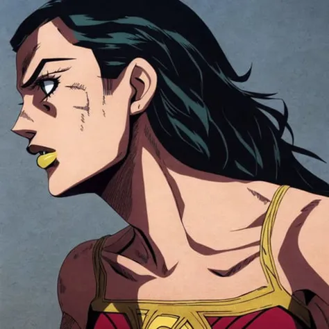 Gal Gadot as Wonderwoman, Very detailed, clean, high quality, sharp image, text, Saturno Butto