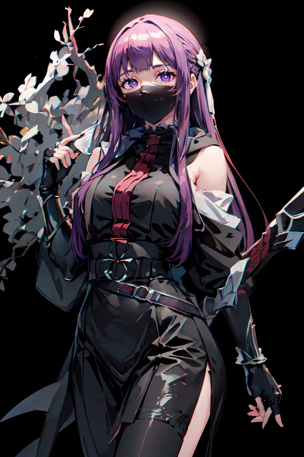 <lora:NinjaT:1> NinjaT, <lora:Fern:0.9> FernFrieren, very long hair, purple eyes, (purple pupils),, ultra detailed, masterpiece, best quality, aesthetic, detailed,