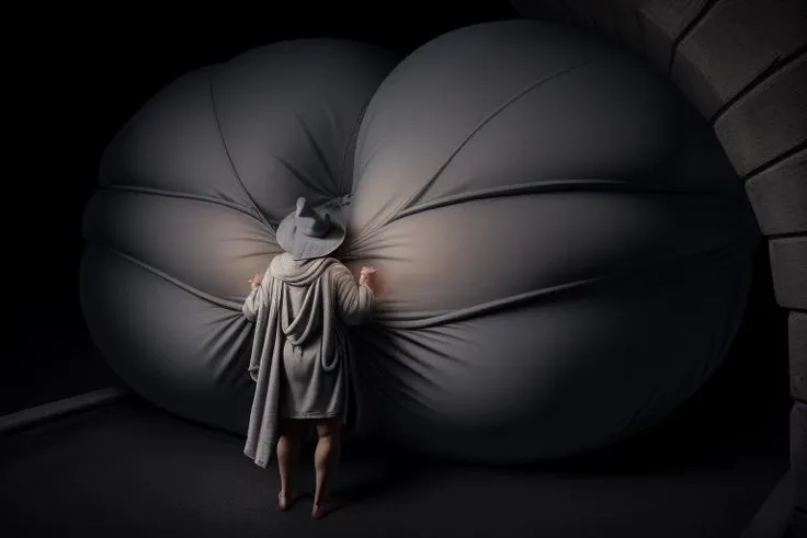 Only the lower half of the body is exposed, and there are no clothes