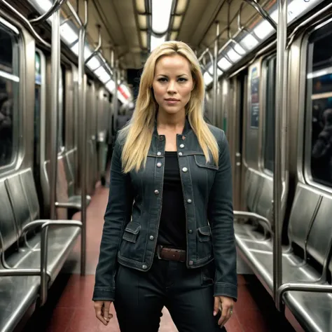 <lora:mariabello_sdxl:1> mariabello, of a stunning woman, on a (subway), wearing a (jacket) and trousers, beautiful bone structure, 4k textures, soft cinematic light, adobe lightroom, photolab, hdr, intricate, elegant, highly detailed, sharp focus, ((((cinematic look)))), soothing tones, insane details, intricate details, hyperdetailed, low contrast, soft cinematic light, exposure blend, hdr,