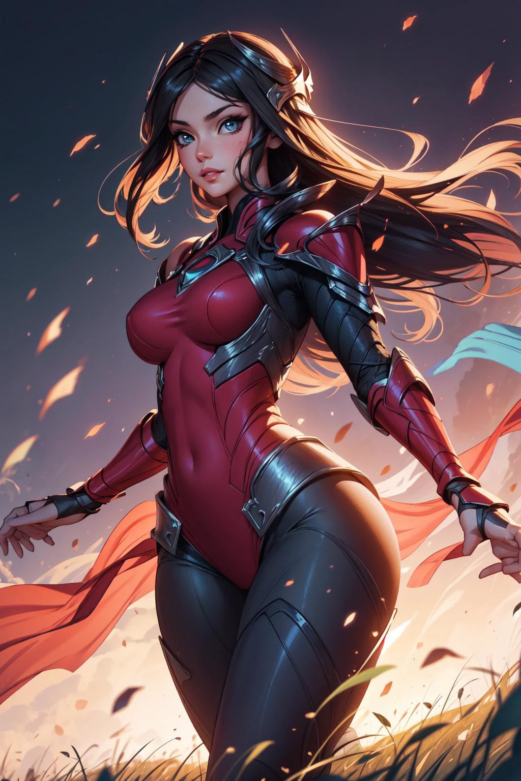 ((milf:1.2)), ((adult woman)), cute face, sexy , beautiful, (masterpiece:1.2), (best quality:1.2), <lora:ireliav2-000034:0.8>, Irelia, armor, pelvic curtain, ((fighting pose)), ((battlefield)), grass field, catapults, cinematic, perfect eyes, perfect skin, perfect lighting, seductive look, ((medium natural breasts)), smirk, light, color, textured skin, detail, beauty, wonder, ultra-detailed, illustration,fantasy, perfect face, make up, eye shadow, ((gorgeous)),(beautiful detailed face and eyes and hair:1.1), Extremely beautiful, perfect, beautiful detailed face, (wide hips), detailed background, ((perfect female body, narrow waist)), seductive, alluring, larget ass, wide breasts, adult woman, thick thighs, muscular legs, round breasts, midnight, (toned physique), parted lips, (detailed background, intricate background:1.1),defined jawline, beautiful lips, beautiful bright, (athletic body),