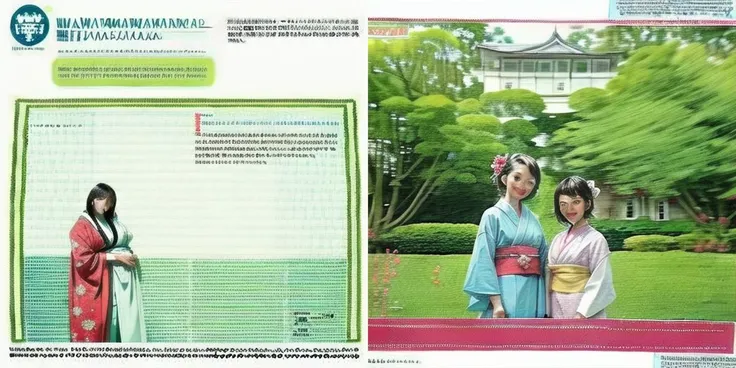 a picture of 2grils standing in kimono in front of a japanese castle ;testtravel2