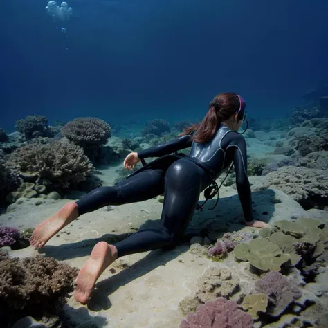 1girl, solo, dynamic angle, masterpiece, Realistic , beautiful detailed hands, realistic light, ultra detailed, disheveled hair, , high quality, UHD, shadow, 19 years old Korean girl, wetsuit, small , a skinny figure, (photorealistic:1.4), full-body photograph, free diving, <lora:FDDeepOcean:0.4>, underwater