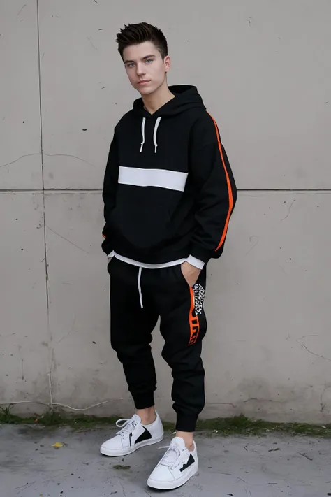 lukas <lora:lukas_y-04:0.8> wearing streetwear, (smirk:0.5), sneakers, (smirk:0.5)