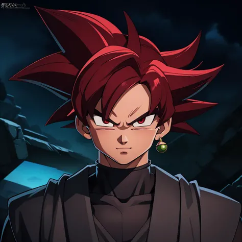 <lora:Goku_Black:0.7>, Best_QualityPos, RAW photo, intricate details, best quality, 8k uhd, soft lighting, 1boy, solo, red eyes, red hair, spiked hair, single earring, dougi <lora:LowRA:0.6>