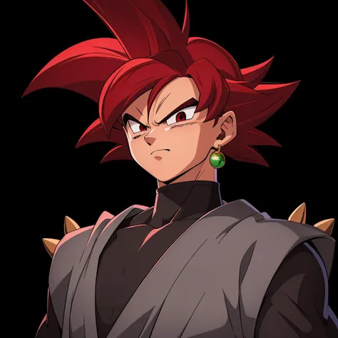 <lora:Goku_Black:0.7>, Best_QualityPos, RAW photo, intricate details, best quality, 8k uhd, soft lighting, 1boy, solo, red eyes, crimson hair, spiked hair, single earring, dougi