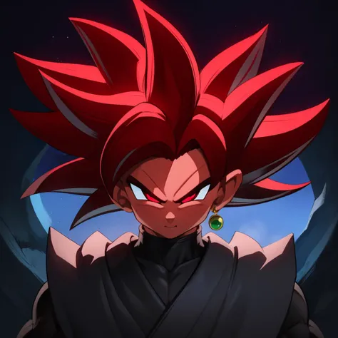 <lora:Goku_Black:0.7>, Best_QualityPos, RAW photo, intricate details, best quality, 8k uhd, soft lighting, 1boy, solo, red eyes, red hair, spiked hair, single earring, dougi <lora:EliteNappa_Style:1>