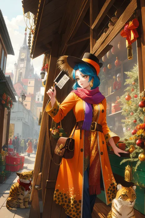 1girl, (stylized by Paul Delvaux:0.9) and (Alice Neel:0.7) and (AndrÃ© Masson:0.7) , detailed pen drawing of a best quality, Angelic Good hefty Bangladeshi Florist ([Scrooge from A Christmas Carol|Pandaren]:1.3) , he is wearing cute cat ears, furry, kawaii, cutecore, happy, cattail, colorful, ð, he is grinning, dressed in a very Steampunk Stimulating fluorescent orange Coat and Hostile leopard print Headscarf, Scrooge has High-Tech hair, he has a Psychadelic [Meiji Era|Palauan] fluorescent green Trucker hat, Disheartened Fish Eyes, from inside of a Inventive Cusco, winter street and city, Stormy weather, deep focus, Dynamic, Dark, Brutalist, side light, 800mm lens, Kodak Ektar, Floral motives, National Geographic, intricate detailed face, highly detailed face, Concept Art World, highly detailed