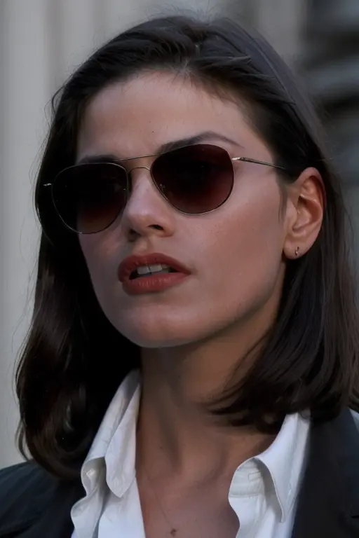 photo screencapture of men in black movie, young lindafiorentino woman wearing white shirt and( black coat:1.3) and (sunglasses:1.1) , (8k uhd) RAW proffesional photograph, photo, masterpiece, realistic, realism, photorealism, high contrast, photorealistic digital art trending on Artstation 8k HD high definition detailed realistic, detailed, hyper detailed, best quality, ultra high res, (photorealistic:1.4), high resolution, detailed, raw photo, sharp , rich colors,hyper realistic, lifelike texture, dramatic lighting, unreal engine, trending on artstation <lora:lindafiorentino:1>