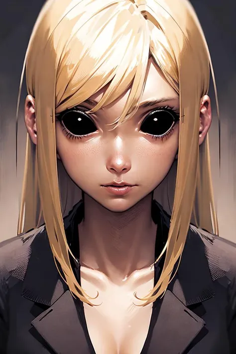 portrait, blonde woman in suit, looking at the camera, realistic,
<lora:blackeyes-v1:1>