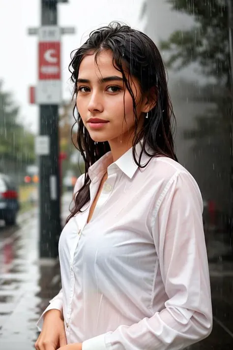 a hot girl in rain 