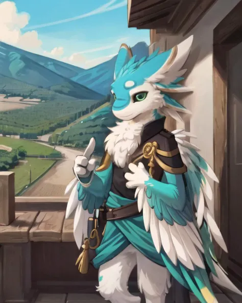 (highly detailed illustration:1.2), best quality, masterpiece, solo, upper body, avali, avian, feathers, detailed feathers, detailed face, detailed eyes, green feathers, arm wings, fluffy chest, feathery chest, furry, anthro, furry art, standing, outdoors