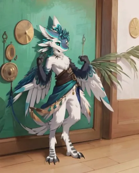 (highly detailed illustration:1.2), best quality, masterpiece, solo, upper body, avali, avian, feathers, detailed feathers, detailed face, detailed eyes, green feathers, arm wings, fluffy chest, feathery chest, furry, anthro, furry art, standing, white background,