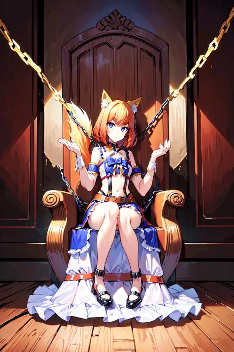 (masterpiece, highres, absurdres, high quality, detailed face),<lora:firefox-nvwls-v1:0.8>,firefox-chan,tail,1girl,(ohoho:1.4),<lora:edgGothGB:1>,(Garterbelt),woman wearing a garterbelt,metal,iron chains,leather harness,ribbons,frills,sitting on a throne