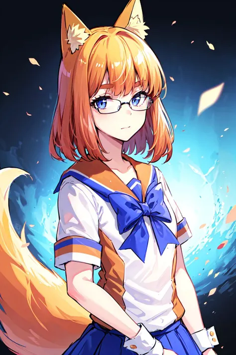 <lora:firefox-nvwls-v1:0.8>,firefox-chan,bowtie,school uniform,sailor collar,wrist cuffs,tail,1girl,wearing glasses,(masterpiece, highres, absurdres, high quality, detailed face),