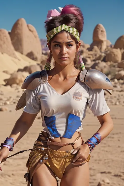 <lora:AlisiaDragoon:1> (MDAlisiaDragoon, headband, armor, pauldrons, shoulder armor) at (((stone desert background))), Hands in pockets, displaying a casual attitude pose, 1990s (style), 1girl,, photorealistic, 35mm, intricate details, hdr, intricate details, hyperdetailed, natural skin texture, hyperrealism, sharp