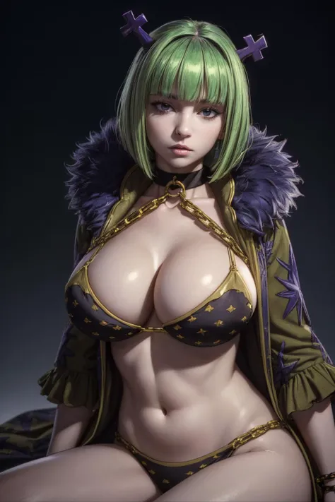 (ultra realistic,32k, masterpiece:1.2),(high detailed skin:1.1),( 8k uhd, dslr, high quality:1.1),
 <lora:brandishmew:0.8>brandishmyu, fur trim, choker, jewelry, chain, coat, bikini, , <lora:add_detail:0.96>, huge breast, 
(looking at viewer, sitting:1.1),,(upper body:1.1),
,(soft shaded:1.1),blank background