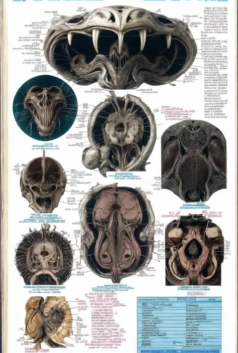 bodumedical, <lora:BoduMedical-06:1>, medical, diagram, alien, xenomorph, reproduction, parasites, callouts, notations, (extremely detailed), flesh, organs <lora:add_detail:1>