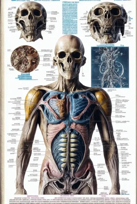 bodumedical, <lora:BoduMedical-06:1>, medical, diagram, predator, alien, exoskelleton, callouts, notations, (extremely detailed), flesh, organs <lora:add_detail:1>