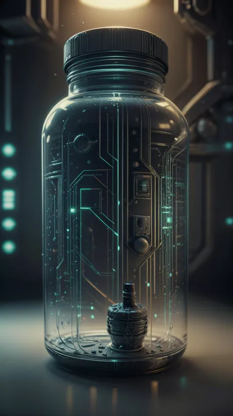 <lora:JediStyle:0.75>JediStyle Pill bottle, sci-fi, hi-tech,  CircuitBoardAI Pill bottle <lora:CircuitBoardAI:0.5> Pill bottle, <lora:add_detail:0.5>, (Masterpiece:1.3) (best quality:1.2) (high quality:1.1)