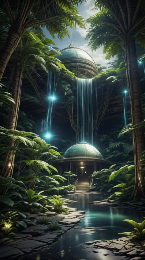 <lora:JediStyle:1>JediStyle city hall    in tropical rainforest biome, magical VFX, sci-fi, hi-tech, tranquil, serene <lora:add_detail:0.5> <lora:LowRa:0.5>, (Masterpiece:1.3) (best quality:1.2) (high quality:1.1)