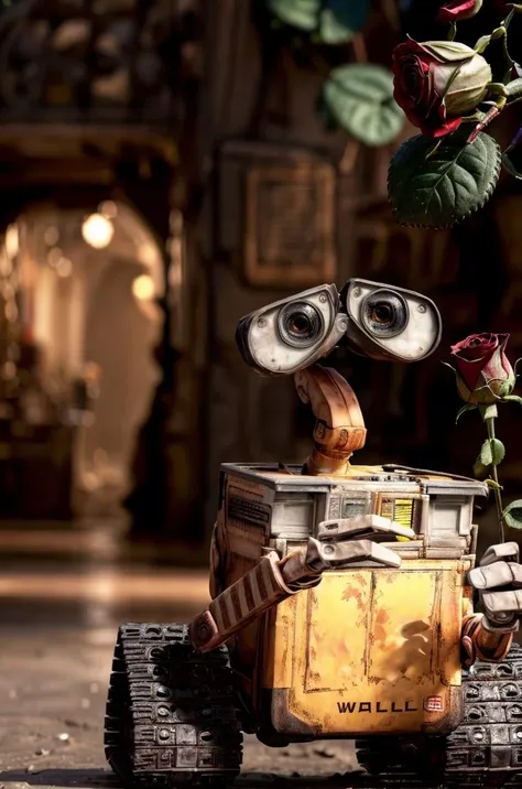 1 WallE, WALL-E, (take a rose:1.2), extreme detail, close up, <lora:CP1_Sora:0.65>,
(masterpiece, best quality, 8k, wallpaper, extreme detail),